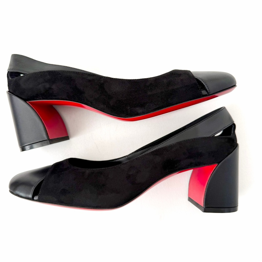 CHRISTIAN LOUBOUTIN | Miss Duvette 55 Black Suede Leather Pumps Red Sole EU 39 - Picture 5 of 14